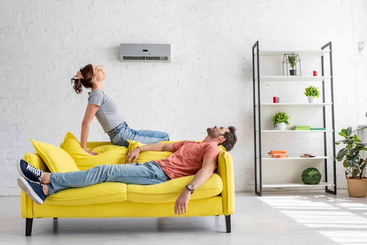 couple enjoying cool house